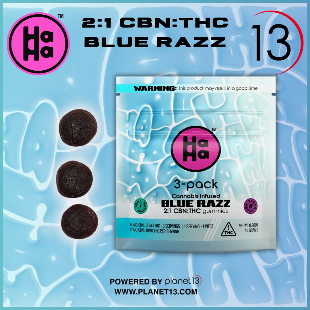 Photograph of product: HaHa 2:1 Blue Razzz 30mg Gummies 3pk