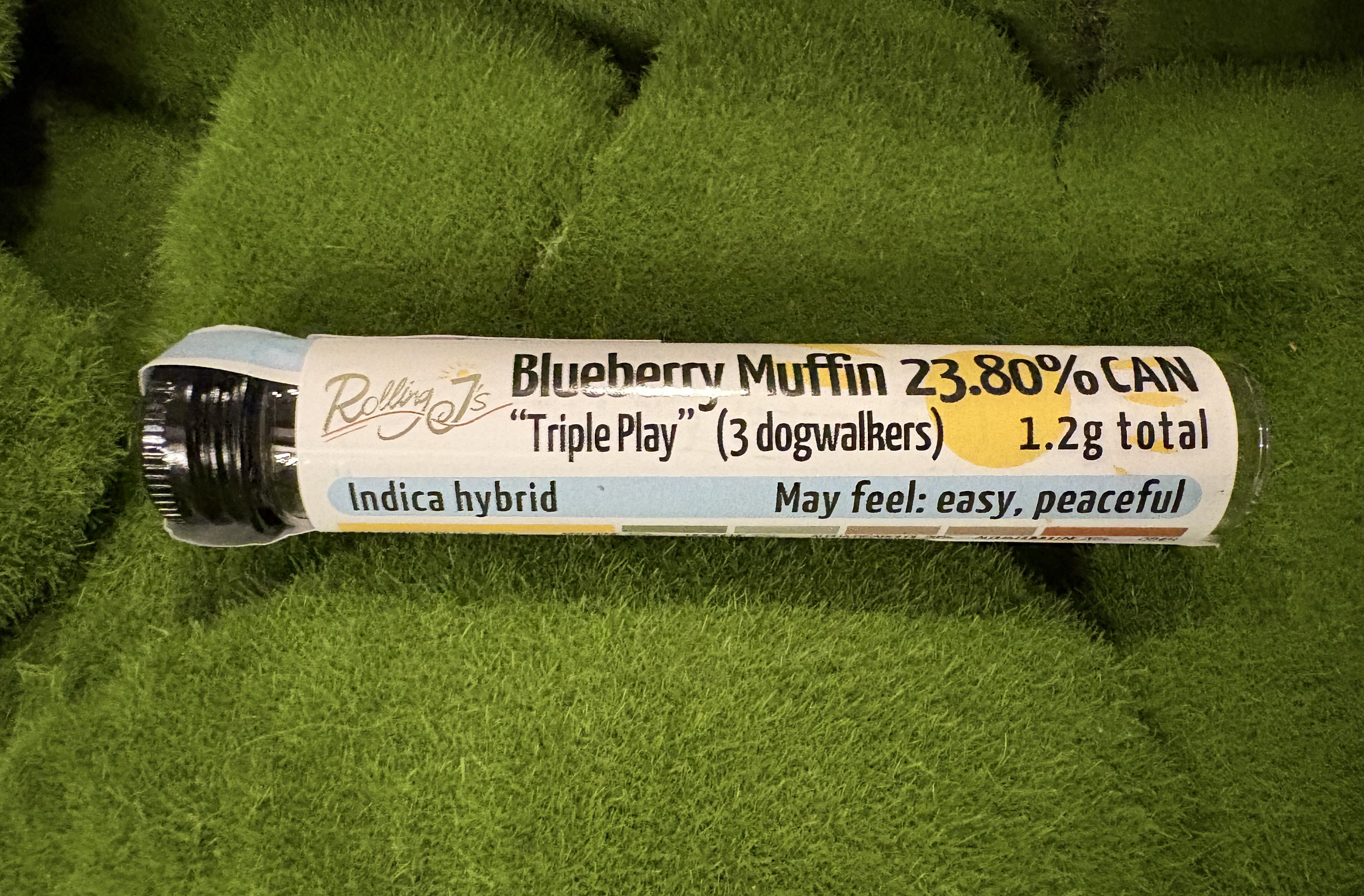 Photograph of product: Pre Roll 3 Pack | Blueberry Muffin | Rolling J's Farm