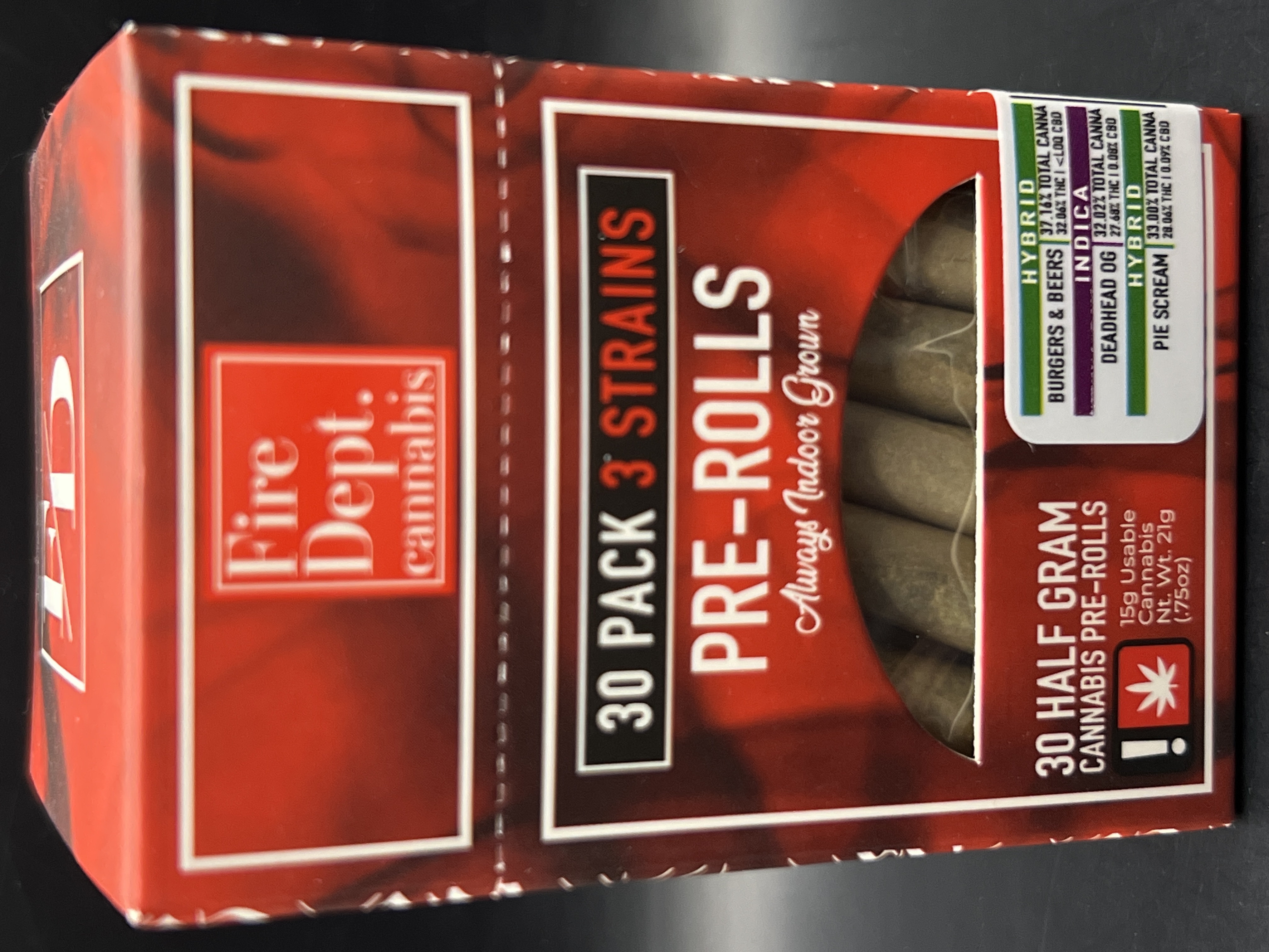 Photograph of product: Fire Dept. (H) Burgers & Beers & (I) Deadhead OG & (H) Pie Scream 30 PK