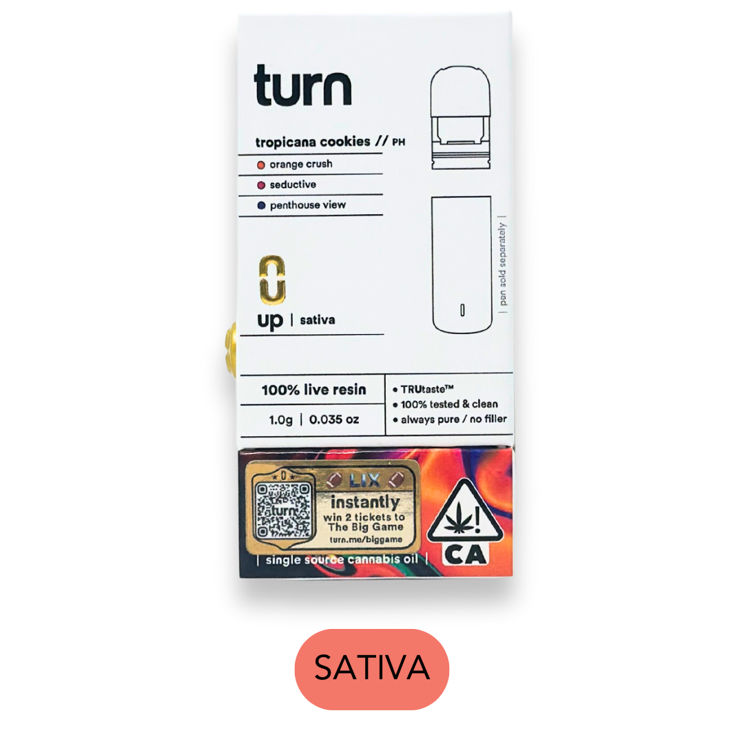 Photograph of product: Turn - Live Resin - Tropicana Cookies - Vape Pods - 1.0g