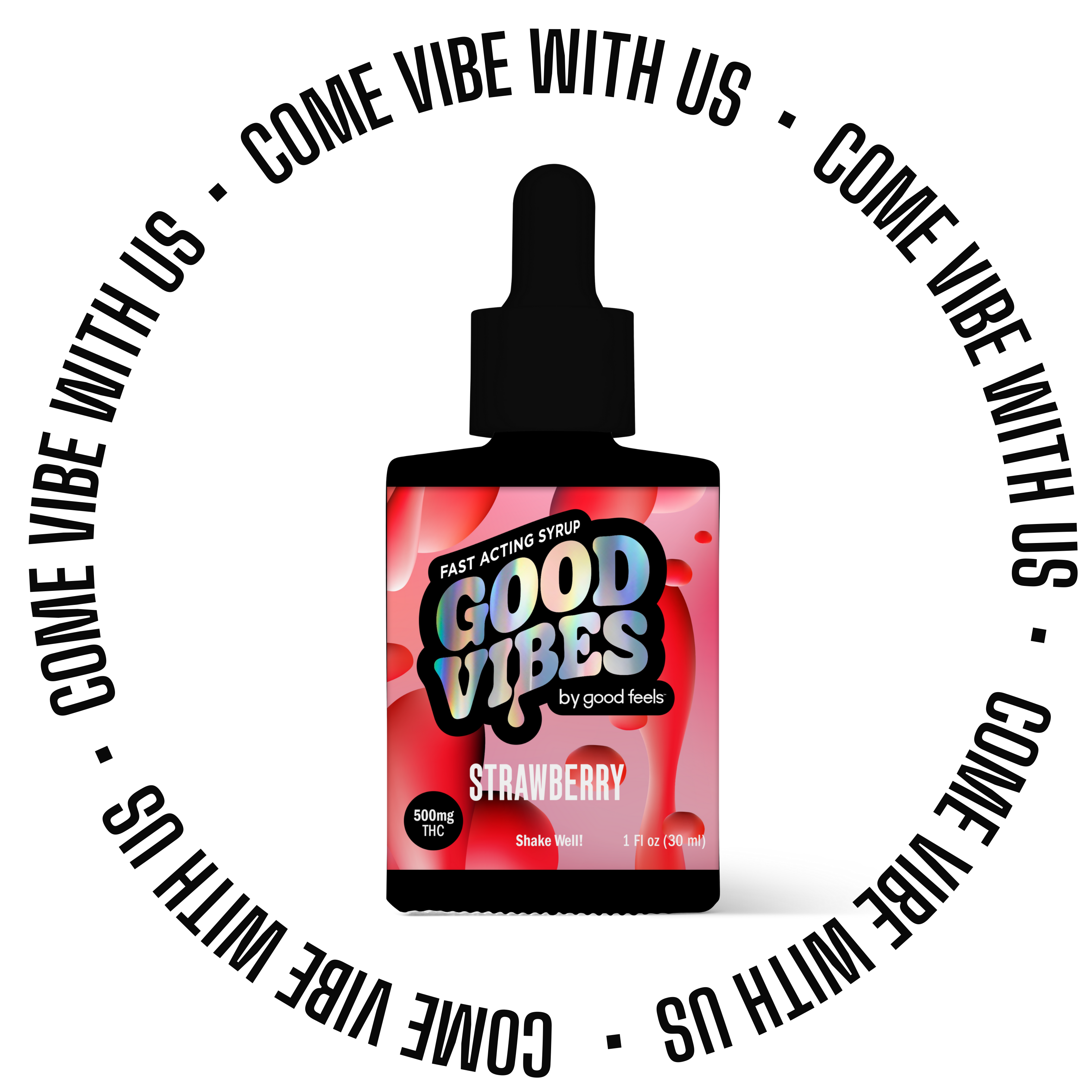 Photograph of product: Good Vibes Strawberry Syrup 500MG TH-oui