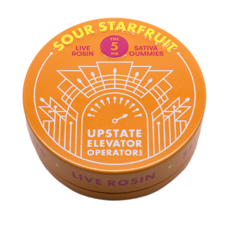 Photograph of product: Upstate Elevator | Oui'd Live Rosin Gummy | 5mg TH-oui | Sour Starfruit