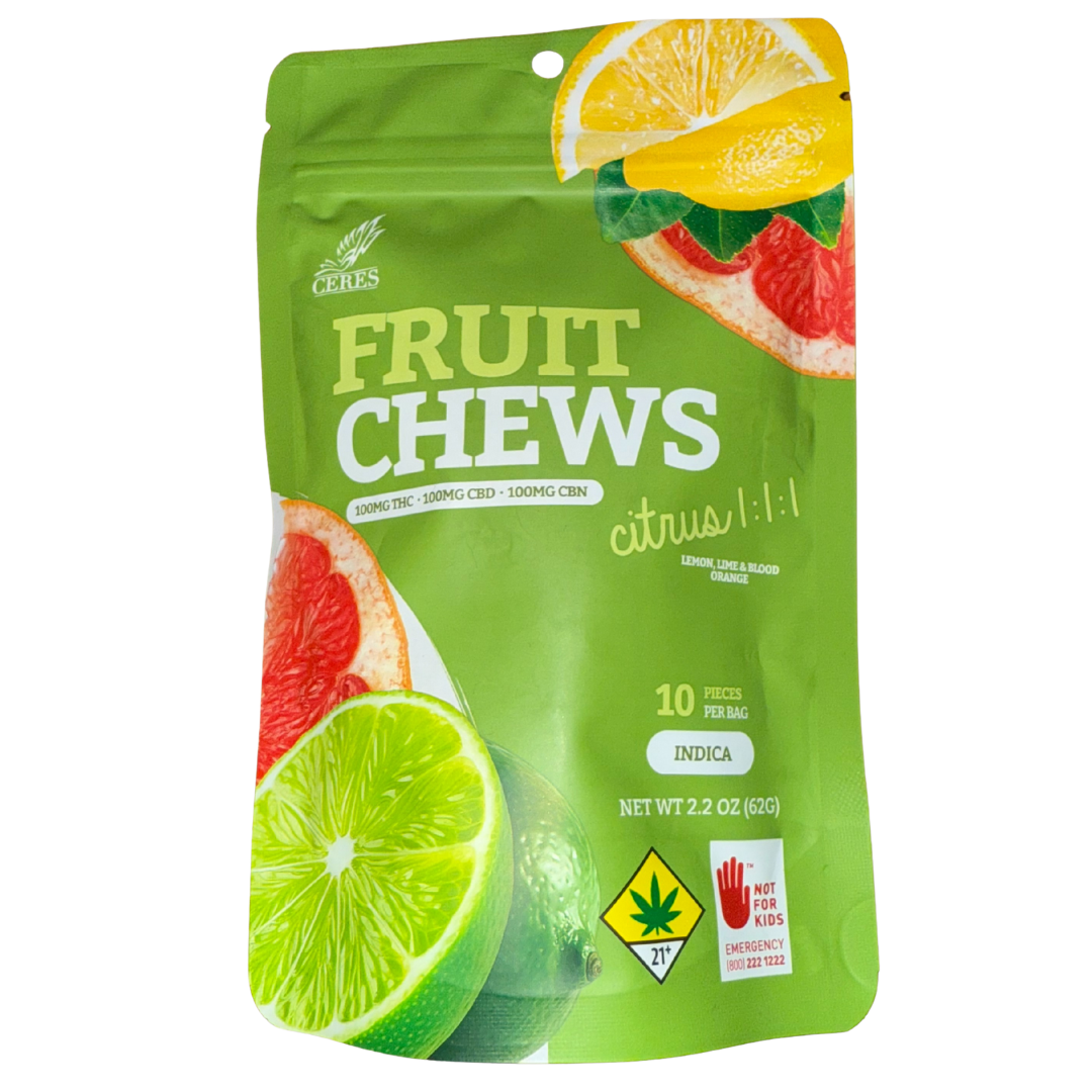Photograph of product: Ceres Fruit Chews Citrus 1:1:1 CBD CBN Oui'd 300mg
