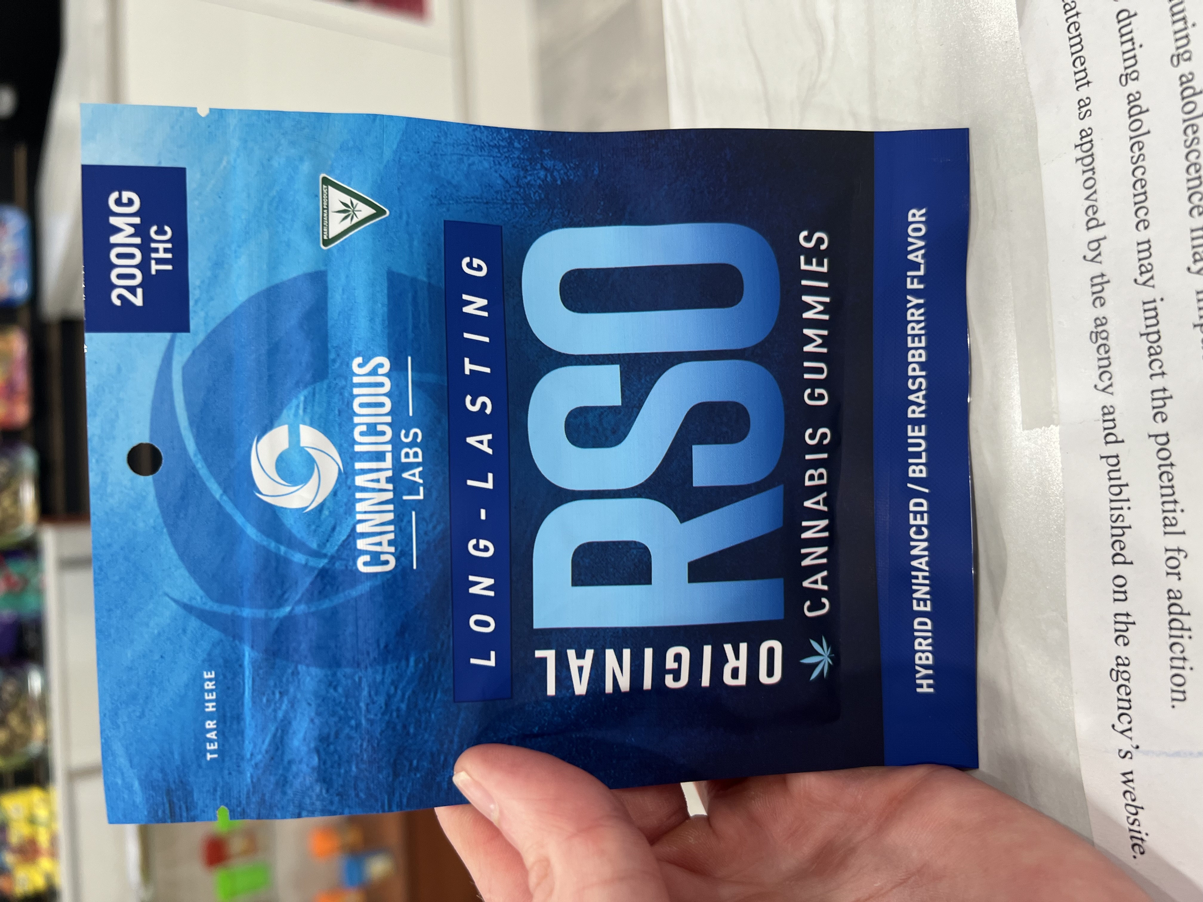 Photograph of product: Cannalicious Labs - RSO Gummy - Blue Raspberry - Hybrid - 200mg