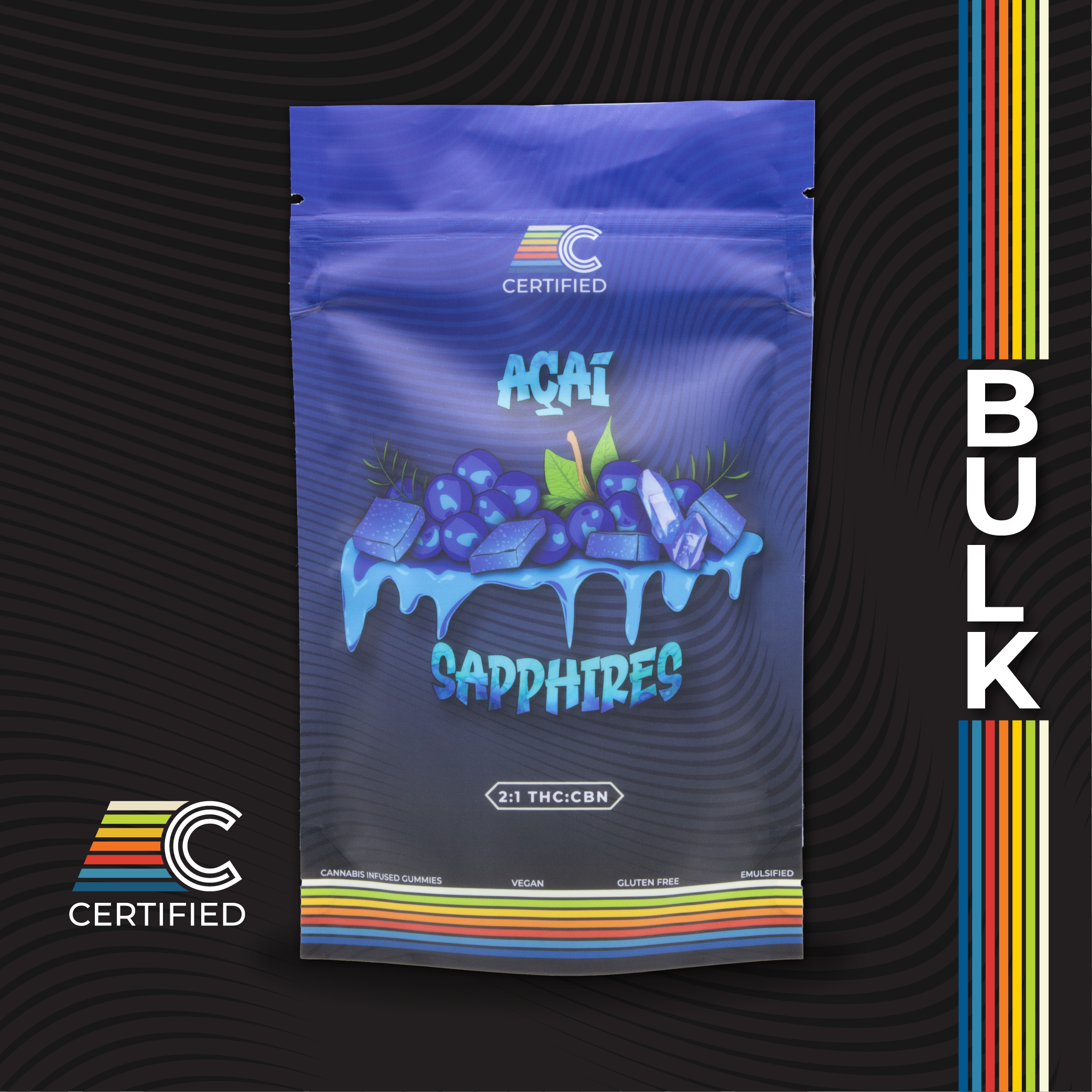 Photograph of Product: Acai Sapphires | 2:1 THC:CBN | 40 x 10mg