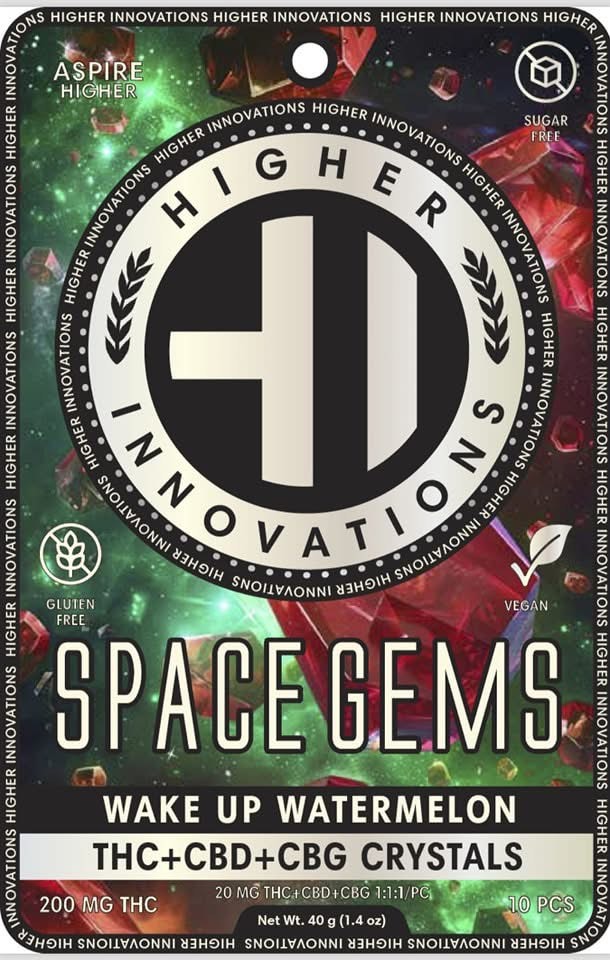 Photograph of product: HI 200mg Hard Lozenges - Wake Up Watermelon 1:1:1 (TH-oui:CBD:CBG) Space Gems