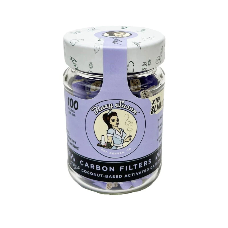 Photograph of product: Blazy Susan Purple Activated Carbon Filters Xtra Slim 100pk Jar