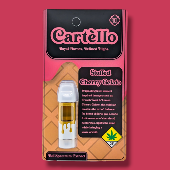 Photograph of product: Cartello | Stuffed Cherry Gelato | Full Spectrum | Postless Cartridge | 1g