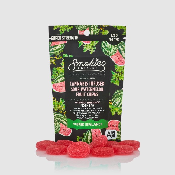 Photograph of product: 1200mg Watermelon Gummies Sour - Smokiez