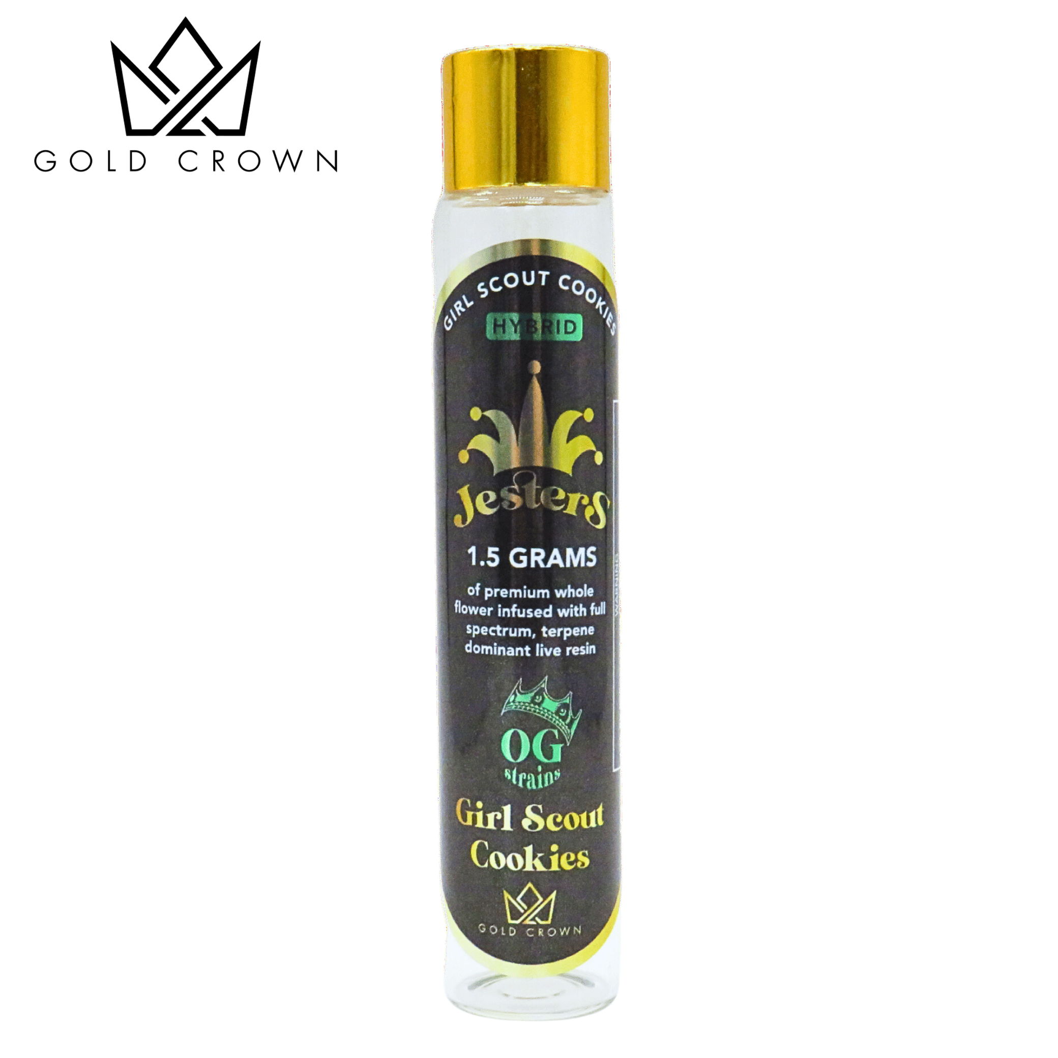 Photograph of product: Jesters By Gold Crown - 1.5g Infused Preroll - Girl Scout Cookies Hybrid
