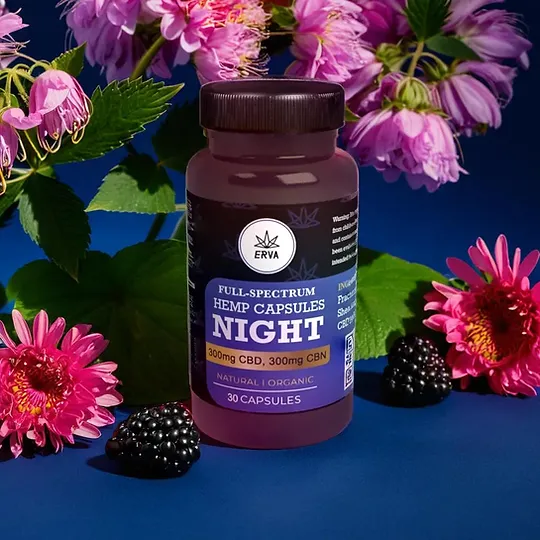 Photograph of product: Night Capsules - 300mg CBD / 300mg CBN (30caps/10mg ea)