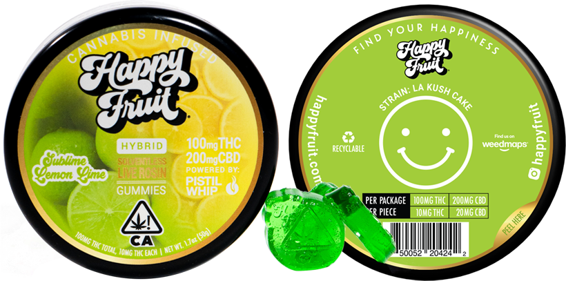 Photograph of product: Happy Fruit - Sublime Lemon Lime Rosin Gummies 100mg