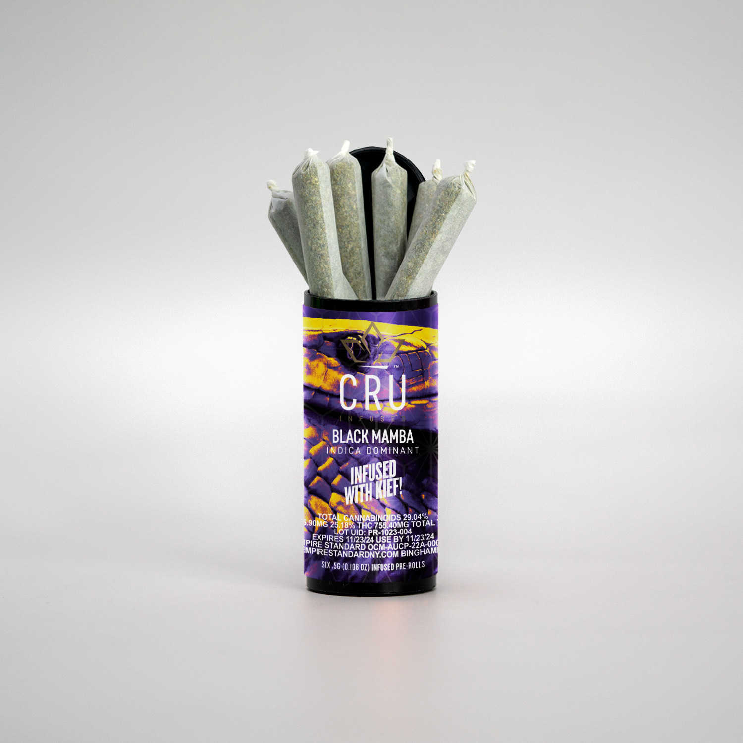 Photograph of Product: CRU - Black Mamba - Infused Pre Rolls - 6pk
