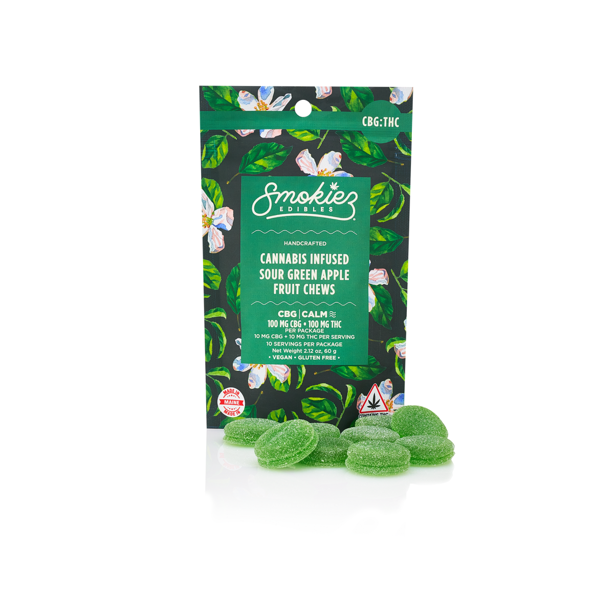 Photograph of product: Smokiez - Sour Green Apple CBG:TH-oui 1:1 (100mg)