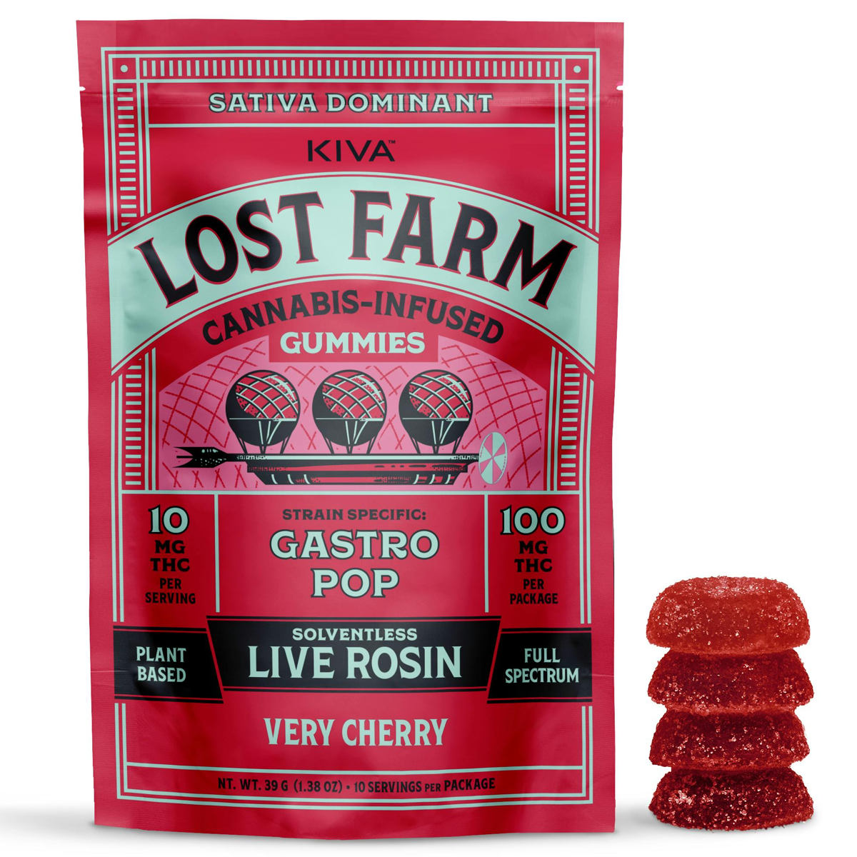 Photograph of product: Strain-Specific Gummies | KIVA - Lost Farm | Very Cherry [Live Rosin] [10pk]
