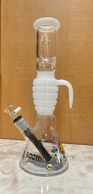 Photograph of product: ALEAF - White Grenade Grip Beaker Bong - 12.5"