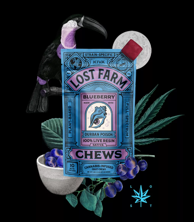 Photograph of product: Edible* - Lost Farm Chews - Blueberry (S) - 100mg (10pk)