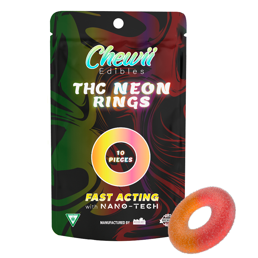 Photograph of Product: Chewii Fast-Acting Neon Gummy Rings 200mg Rec