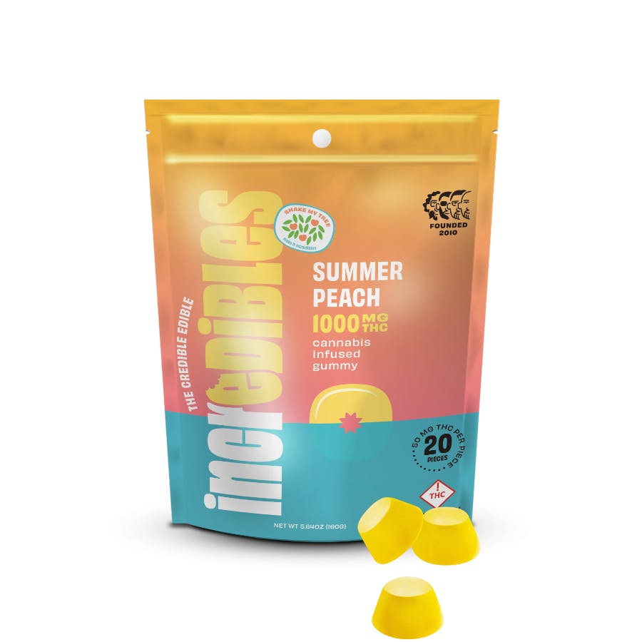 Photograph of product: INCREDIBLES - 1000mg SUMMER PEACH GUMMIES - MED