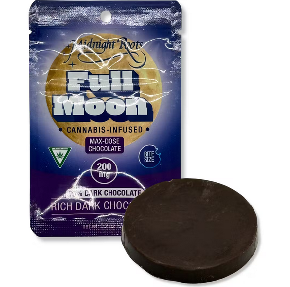 Photograph of product: Midnight Roots | Full Moon 200mg Rich Dark Chocolate Round