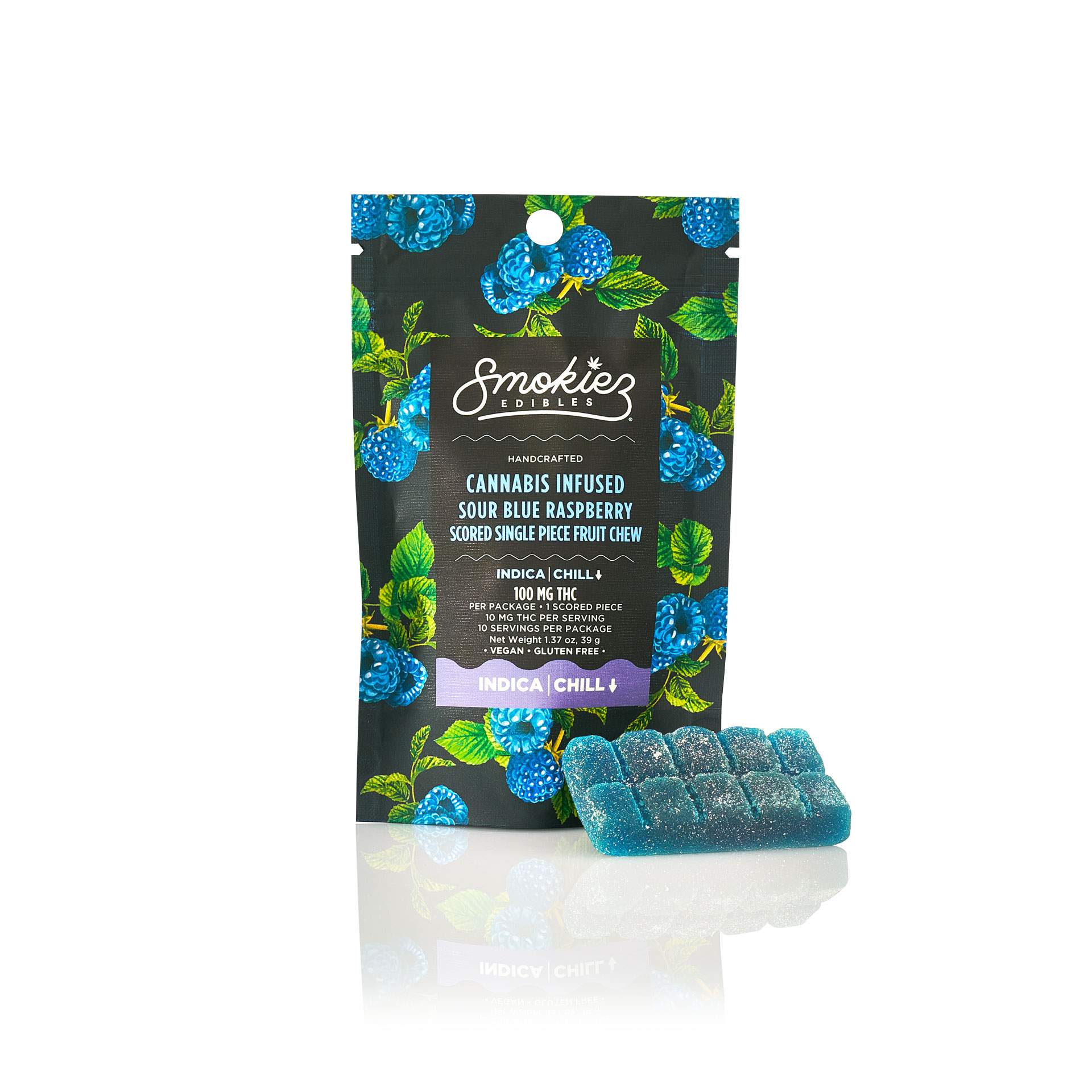 Photograph of product: Sour Blue Raspberry Oui'd Scored-Single Piece 100mg TH-oui Fruit Chew