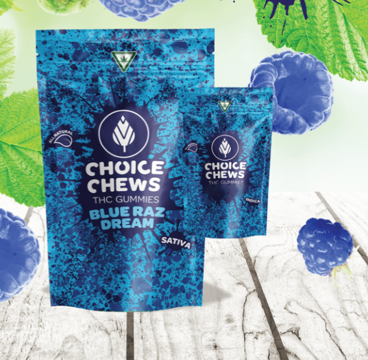 Photograph of product: Choice Chews Blue Raz Oui'd TH-oui Gummies (100mg)
