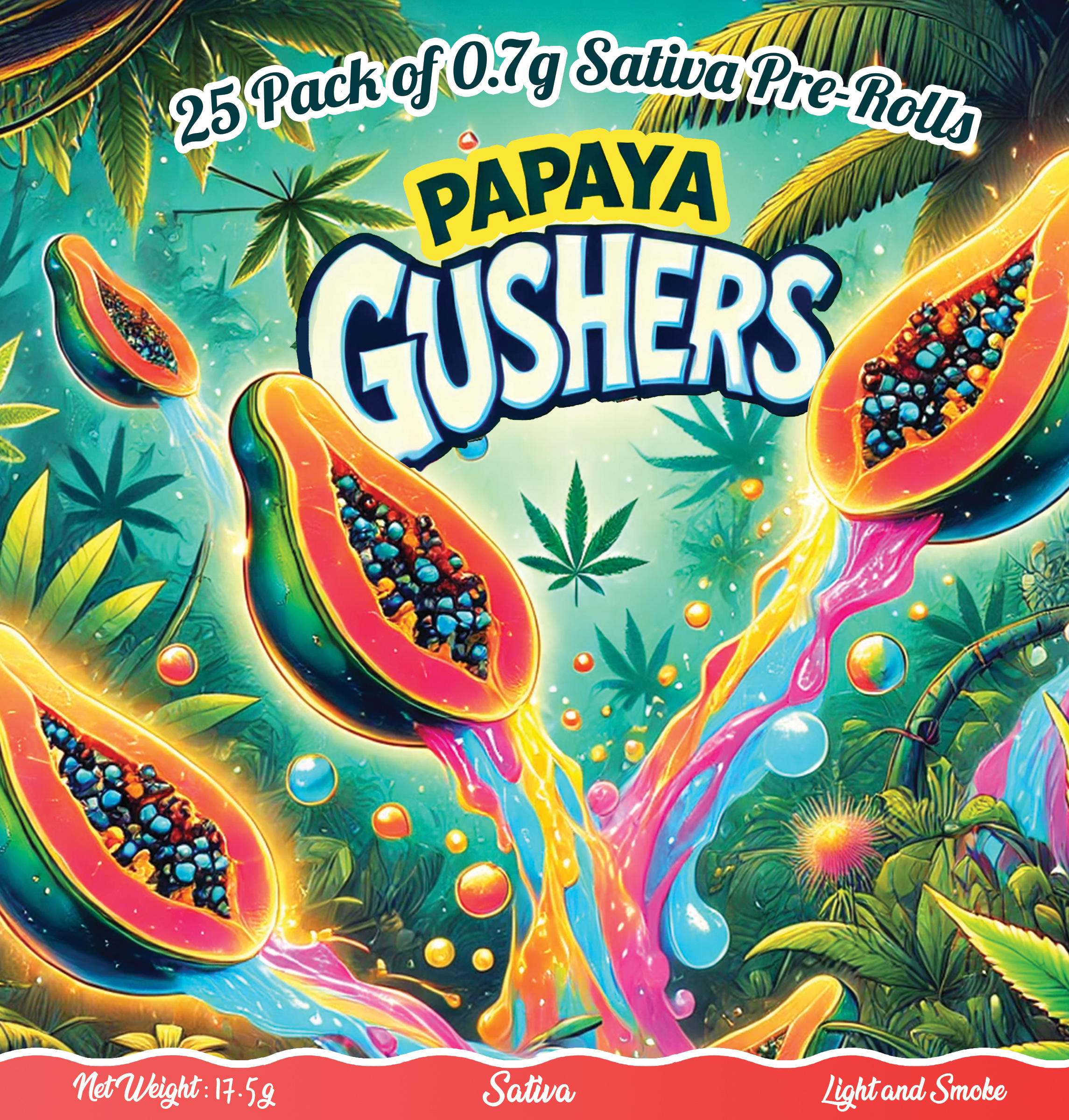Photograph of product: True Roots - Papaya Gushers 25-Pack Prerolls - , 17.5g Total)