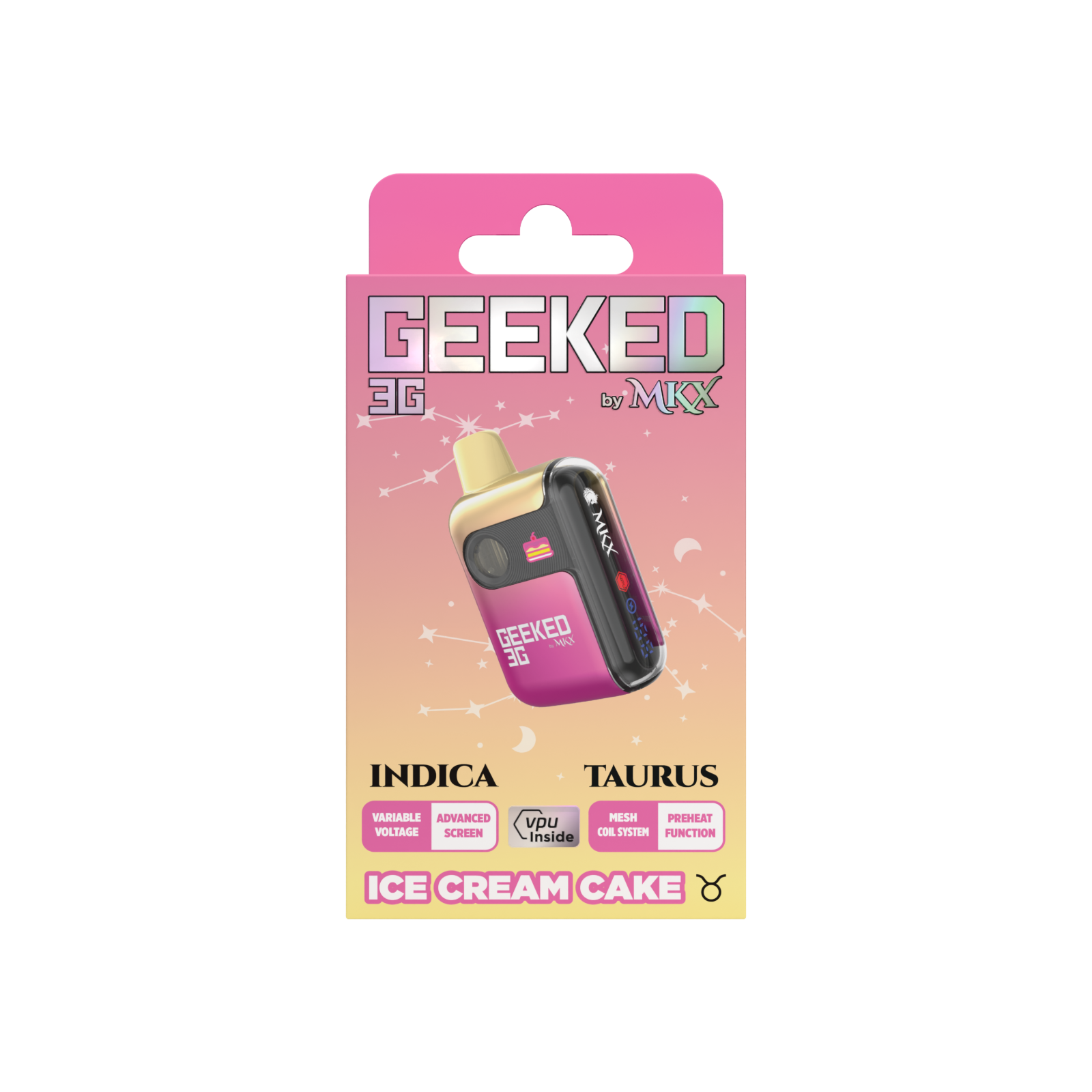 Photograph of product: Geeked X MKX | Ice Cream Cake | Oui'd | 3G Disposable Vape Pen |