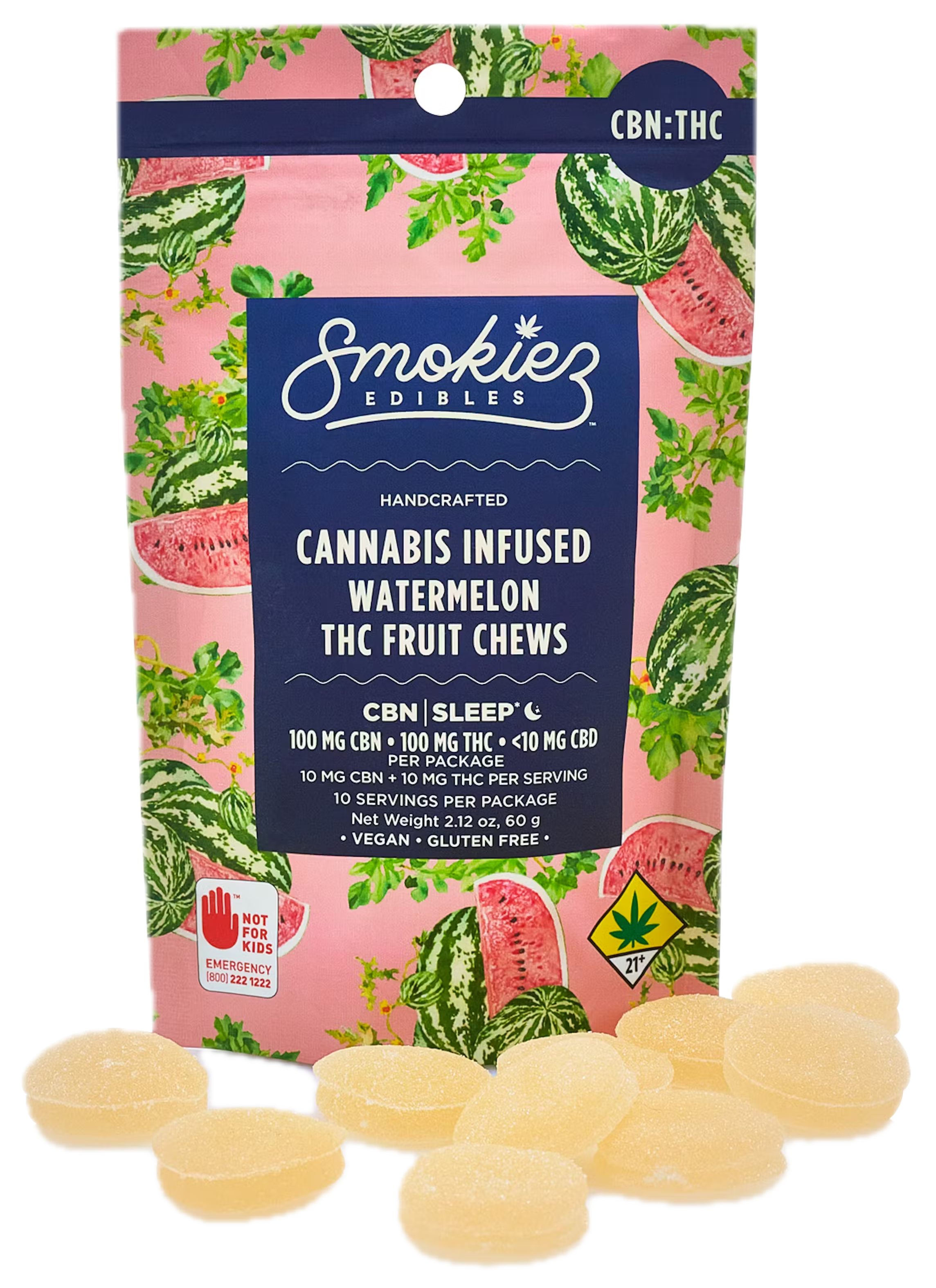 Photograph of product: Watermelon CBN:TH-oui Fruit Chews, 10-Pack