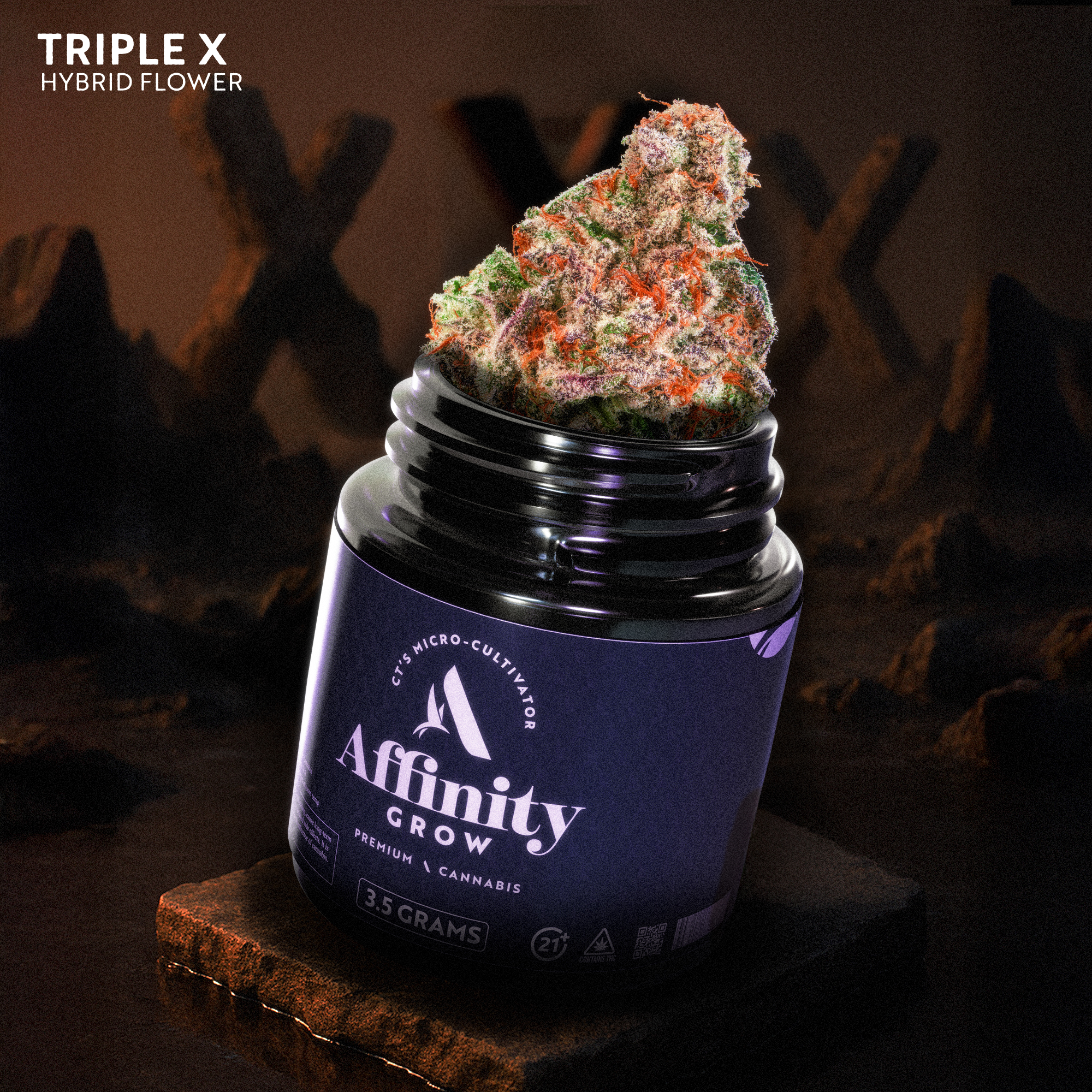 Photograph of product: Affinity Triple X Whole Flower 24.51% (H) 3.5g - 00614