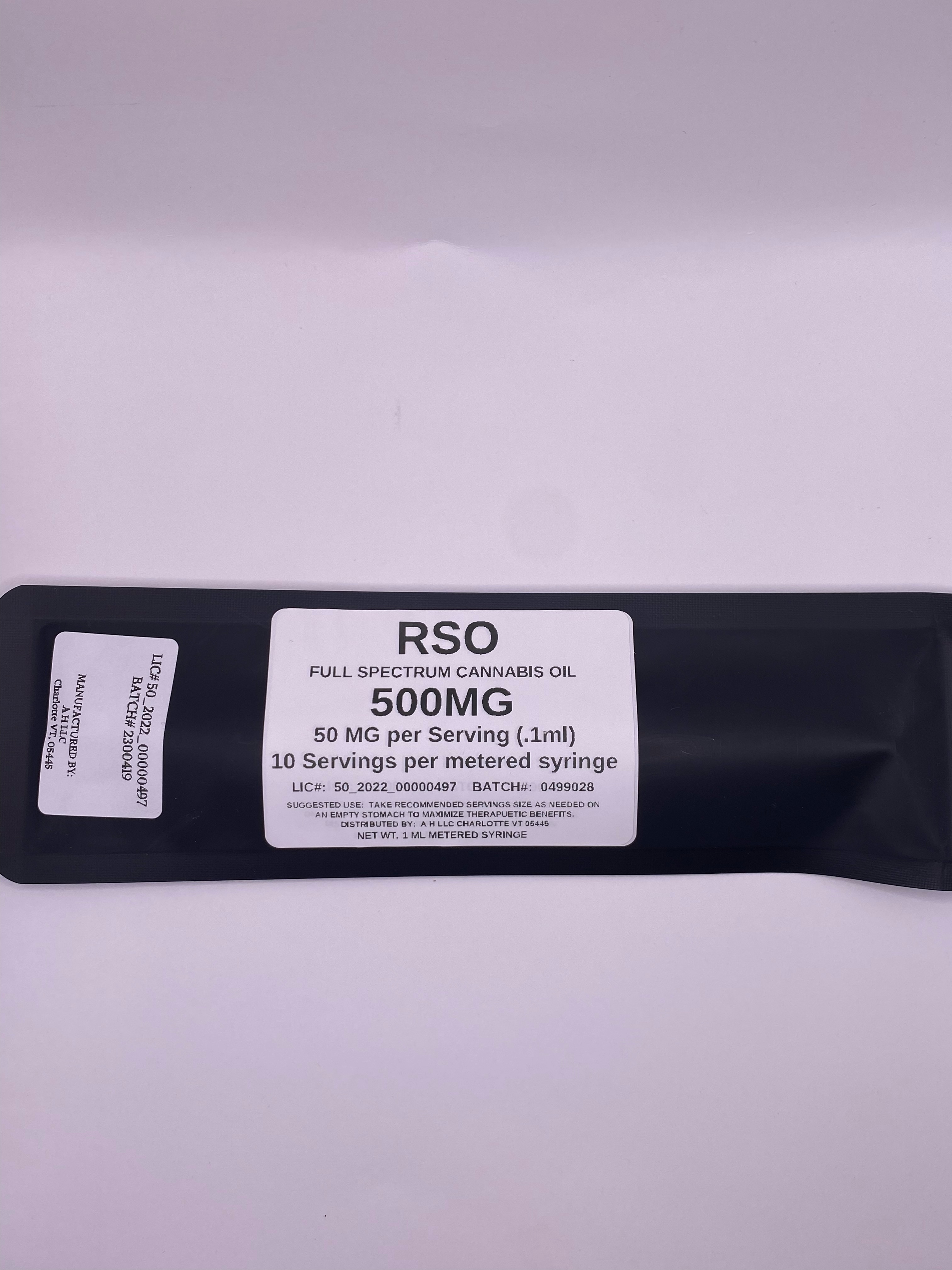 Photograph of product: RSO Full Spectrum TH-oui 500 mg