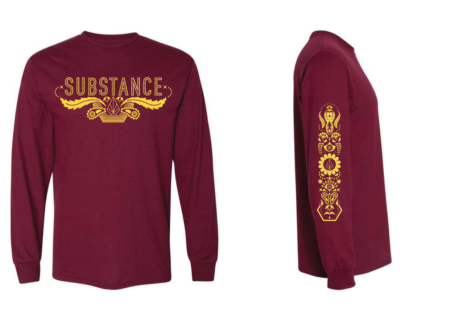 Photograph of product: Substance Maroon Long Sleeve Graphic Tee | SMALL