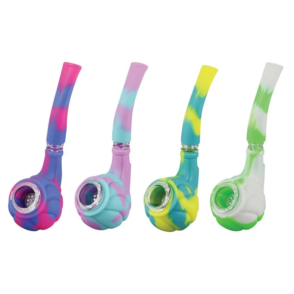 Photograph of product: Ode to Tradition Silicone Hand Pipe | Glass Bowl | 5.5" | Colors Vary