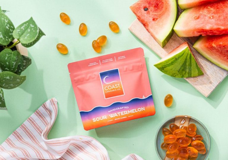 Photograph of product: Coast Sour Watermelon (H) Happy Gummies 5mg 20pc