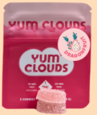 Photograph of product: Yum Clouds- Dragonfruit Live Rosin Gummies Oui'd 2pc