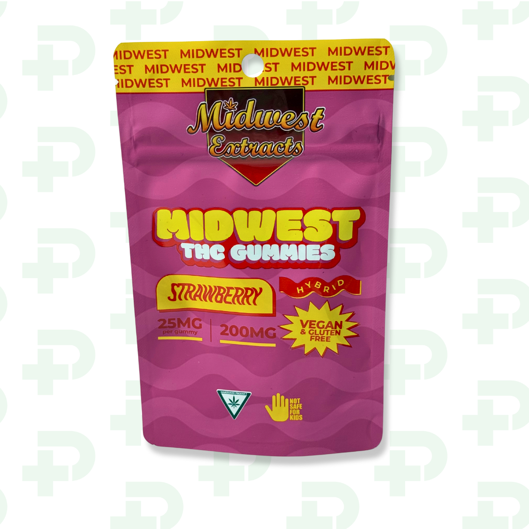 Photograph of product: Midwest Extracts 200mg Gummies - Strawberry