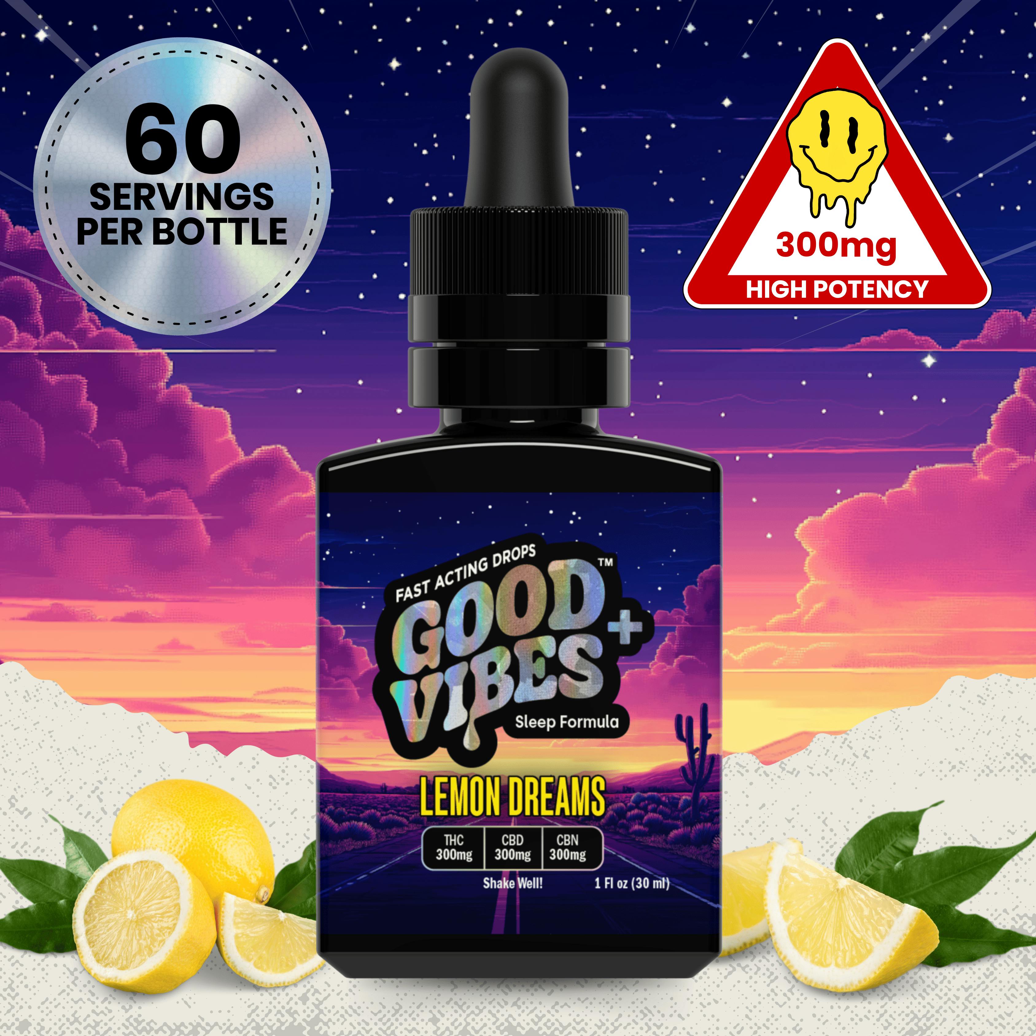 Photograph of product: Lemon Dreams Sleep (1:1:1) (TH-oui:CBD:CBN) - Water Soluble Tincture (300mg)