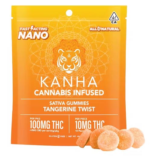 Photograph of product: Kanha Nano Gummies 100mg Tangerine Twist