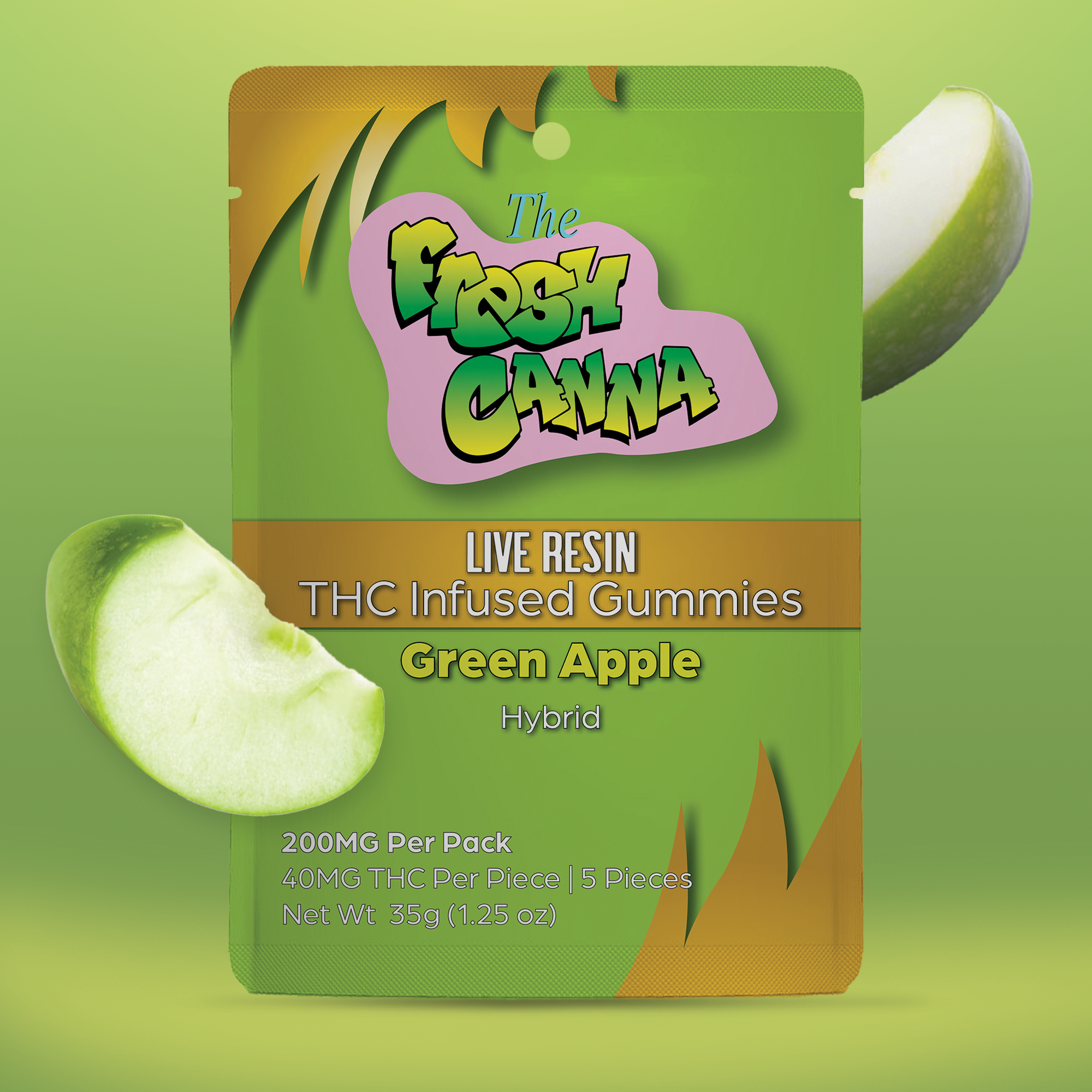 Photograph of product: Fresh Canna | Green Apple | 200mg Live Resin Gummies