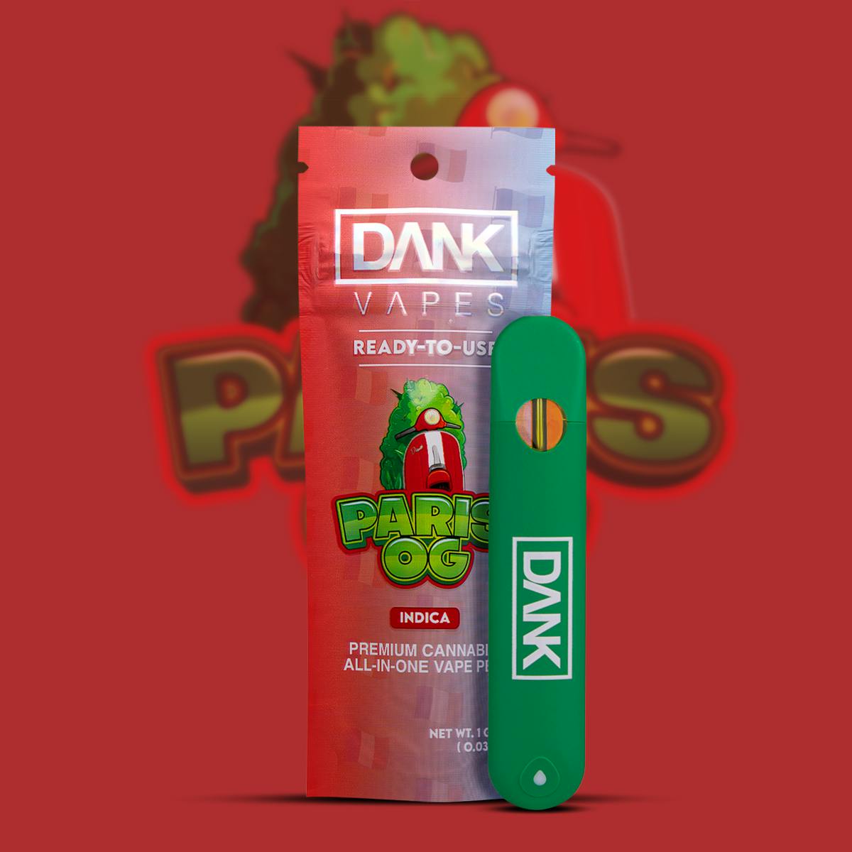 Photograph of product: Dank Vapes Disposable - Paris OG 1 g (Oui'd)