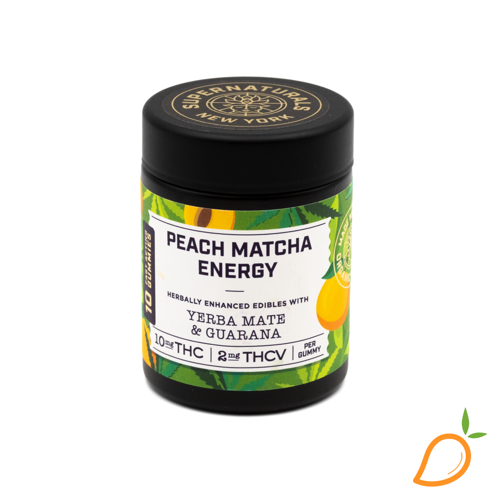 Photograph of product: 100mg Peach Matcha Energy Gummies SuperNaturals