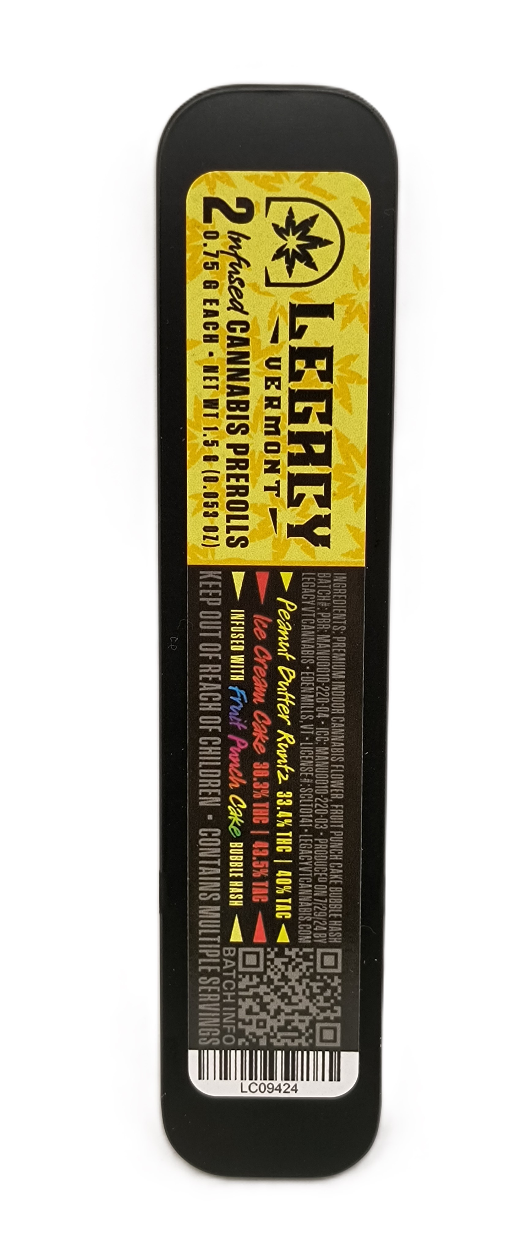 Photograph of product: Peanut Butter Runtz & Ice Cream Cake Variety Pack Infused Pre-Roll 2-Pack | Legacy Vermont