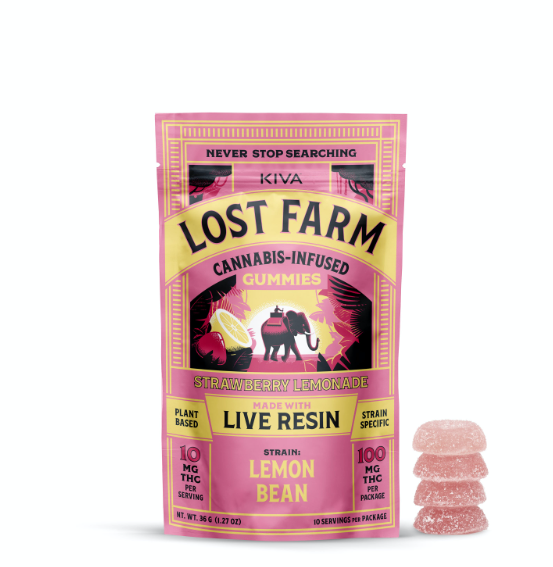 Photograph of product: CL Kiva Lost Farm Live Resin Gummies - Strawberry Lemonade 100mg