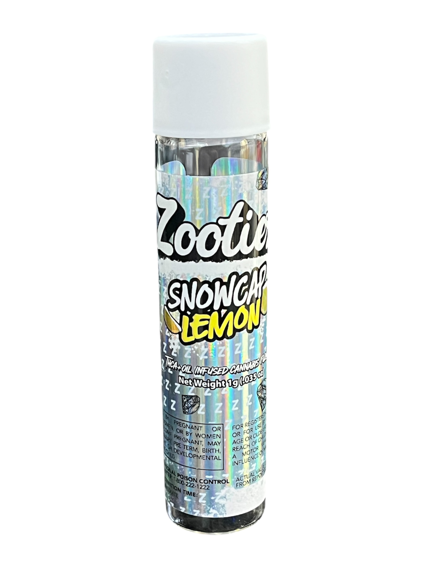 Photograph of product: ZOOTIEZ | SNOWCAP LEMON | TH-ouiA INFUSED PREROLL