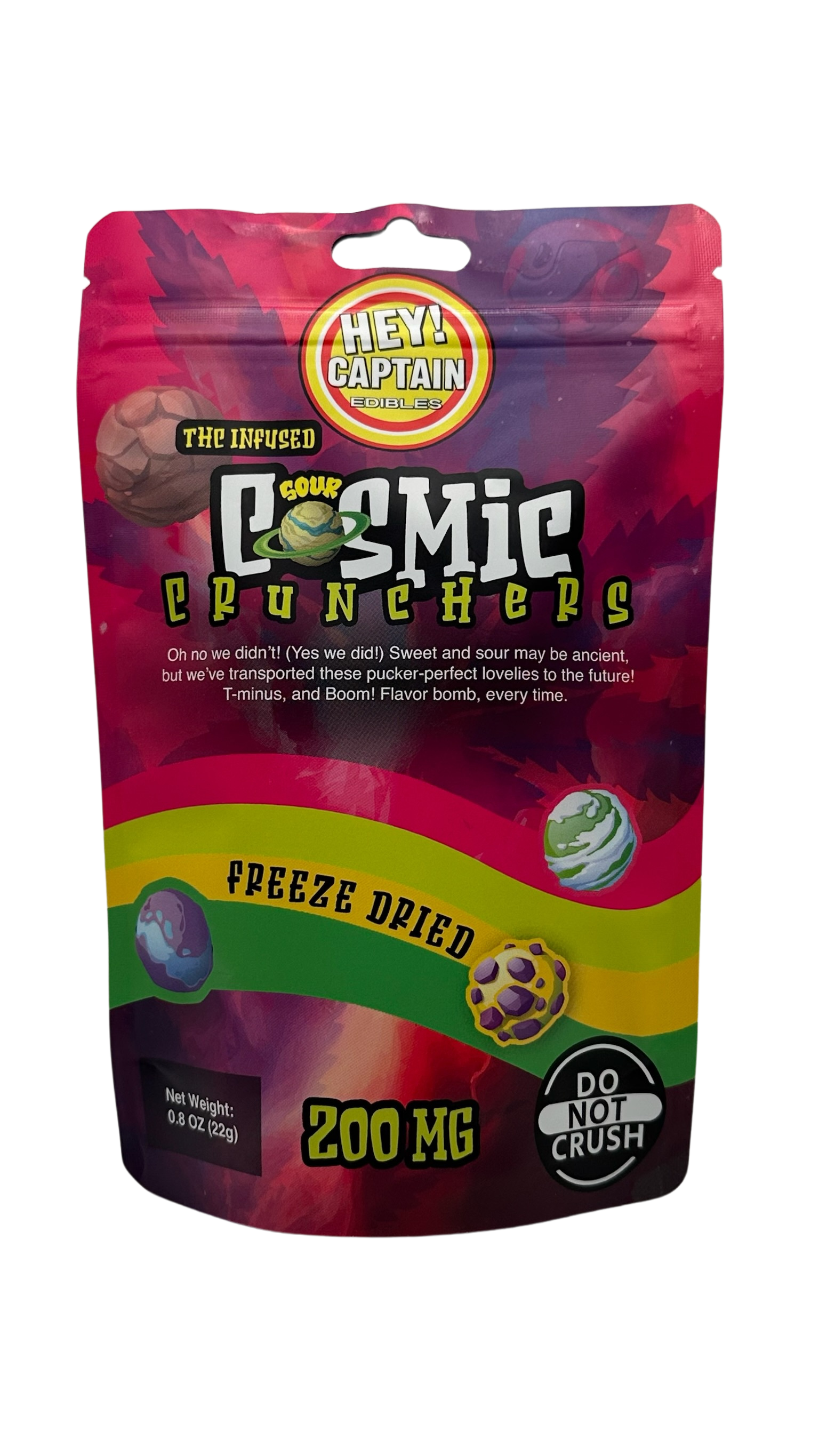 Photograph of product: Hey! Captain - Freeze Dried - 200mg - Sour Cosmic Crunchers
