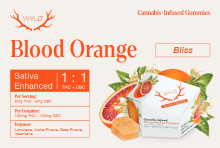 Photograph of product: WYLD - Blood Orange Gummies - 100mg TH-oui : 100mg CBC