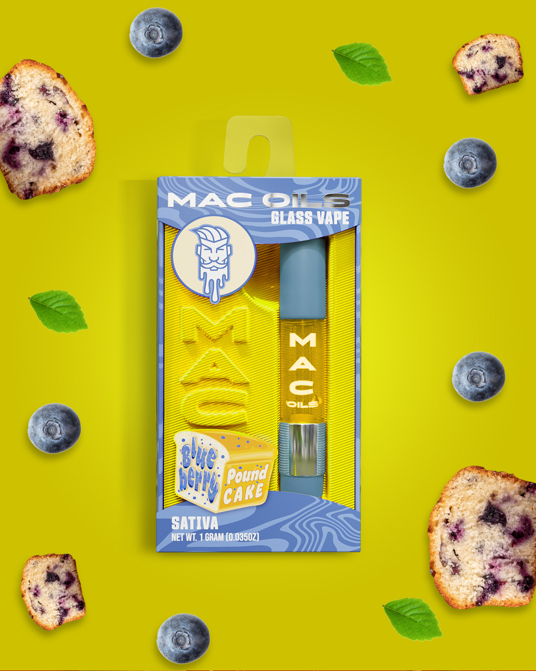 Photograph of product: Mac Oils 1g Cart Blueberry Pound Cake