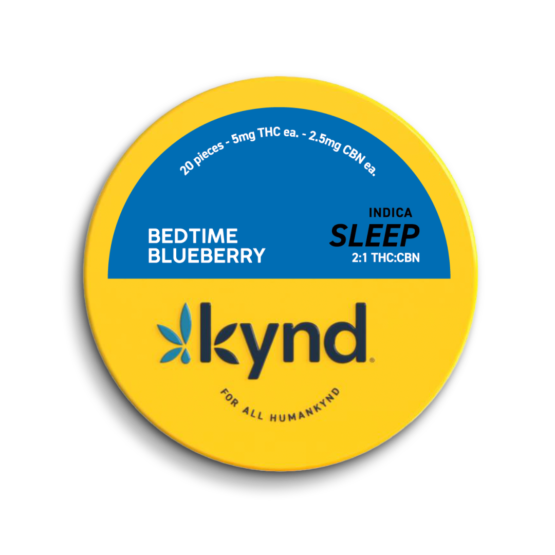Photograph of product: Kynd Sleep Bedtime Blueberry (I) 2:1 TH-oui:CBN Gummies 5mg 20pk
