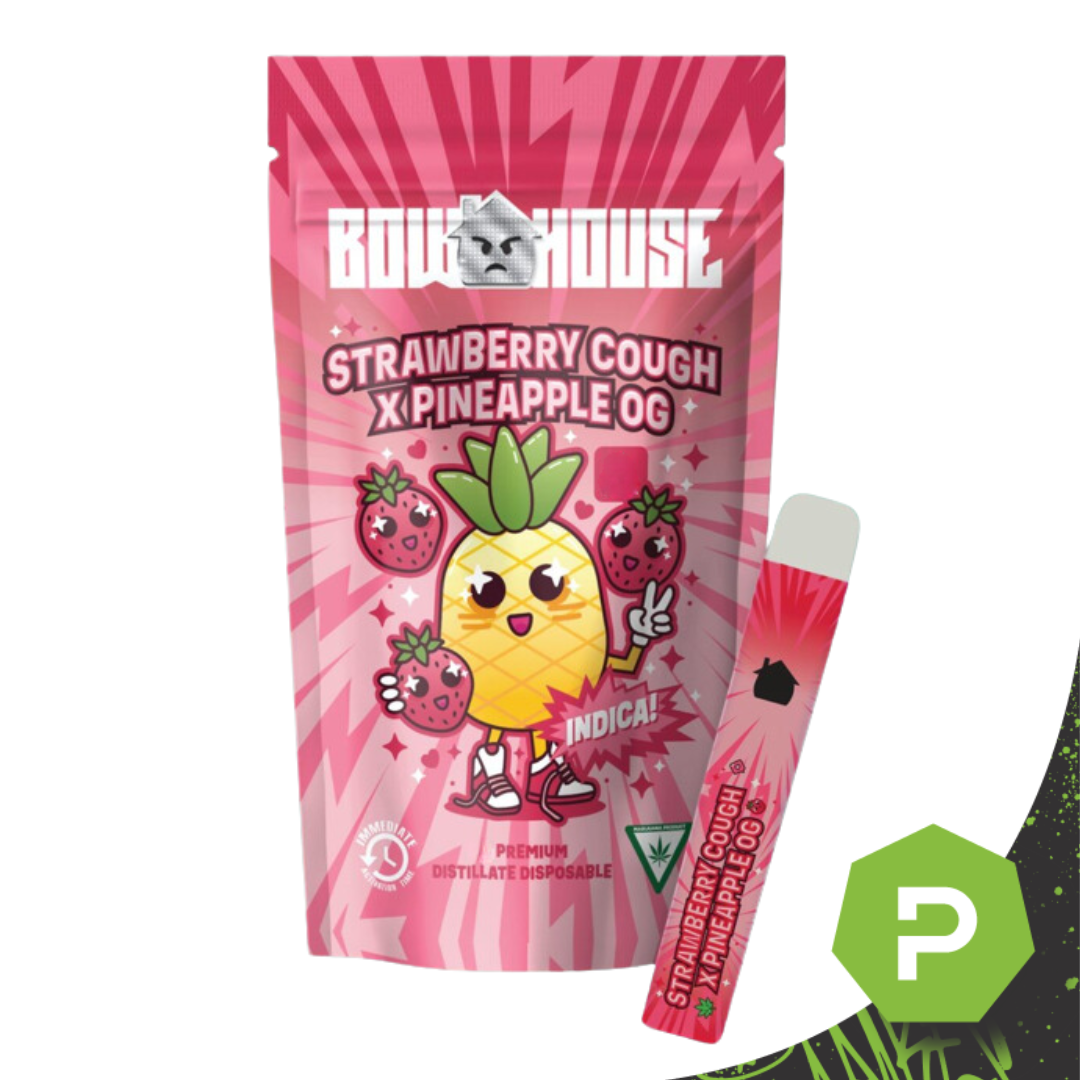 Photograph of product: Bow House Distillate Disposable | Strawberry Cough x Pineapple OG