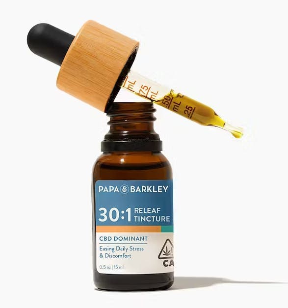 Photograph of product: CBD RICH RELEAF TINCTURE | 30CBD: 1TH-oui | 15ML | FOR RELAXATION | PAPA & BARKLEY